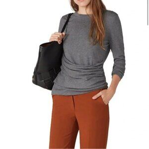 DEREK LAM Drape Front Crew Neck Sweater in Gray Size Medium